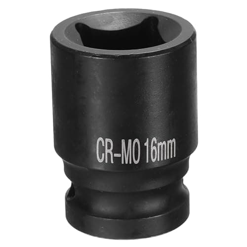 Image of Sourcing Map 1/2" Drive 16mm Metric Square Impact Socket, 4 Point Square Socket, CR-MO Alloy Steel, Blackening, Auto Repair, DIY, Construction, Machinery Maintenance