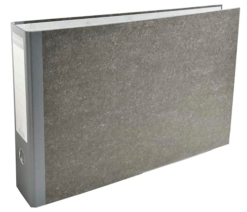 Image of Exacompta - Ref 53810E - Prem'Touch Lever Arch File - 32 x 48cm in Size, Suitable for A3 Documents, 80mm Spine, 80mm Rings, Metal Finger Pull - Grey Marbled Cover