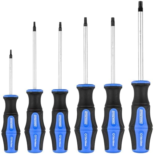 Image of EffektWerk - 6-pc Torx Screwdriver Set - Star Screwdrivers T-10, T-15, T-20, T-25, T-30 & T-40 w/Magnetic Tips - Torque Screwdrivers w/Ergonomic Handles - Heavy-Duty for Professional Results