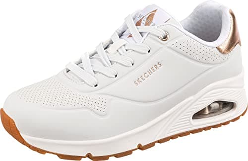 Image of Skechers Women's Uno Golden Air Trainers, White Durabuck/Mesh Trim, 8 UK