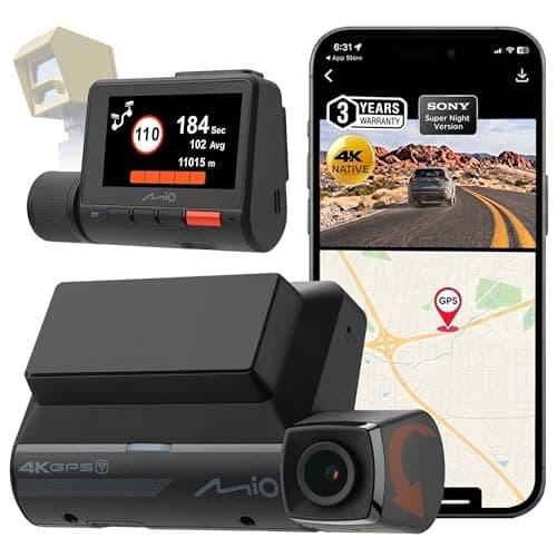 Image of Mio MiVue 955W Pro 4K Front Dash Cam - STARVIS 2 HDR Night Vision, UK Speed Camera Alerts, 3-Year Warranty, Wi-Fi GPS, 140° Wide Angle, Parking Mode, App Control