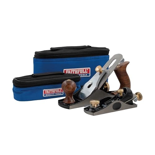 Image of Faithfull No.4 & No. 6012 Plane Set with Canvas Storage Bags – Precision Machined Cast Iron Hand Planes for Smoothing, Trimming, End Grain Work & General Woodworking