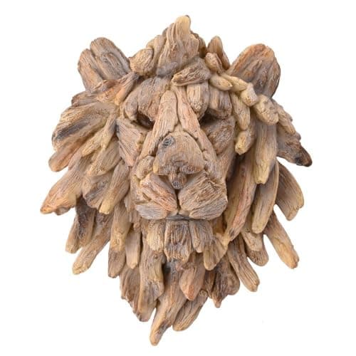Image of Widdop and Co. - Naturecraft - Driftwood Collection - Wood Effect Self Standing Lion Head Wall Art Statue/Figurine/Decorative Ornament - Homeware For Animal Lovers & Wildlife Enthusiasts.