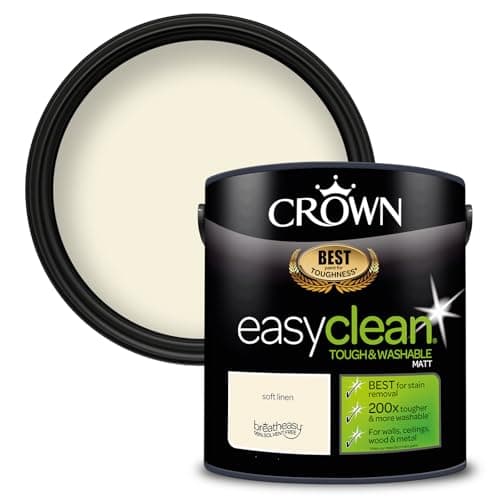 Image of CROWN Soft Linen - Tough & Washable - Matt Emulsion Paint - Stain Resistant - Light Cream Paint - 2.5L