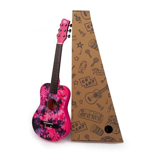Image of CB SKY 30 INCH ACOUSTIC GUITAR PINK FLOWER Junior/Student Acoustic Guitar/Beginner/Kids musical toys, musical instrument