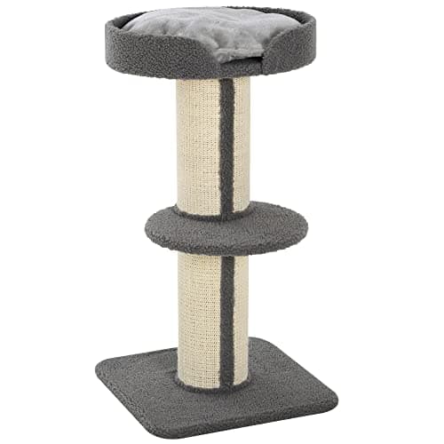 Image of PawHut 91cm Cat Tower Scratching Posts Cat Tree for Indoor Cats Kitten Activity Centre Grey