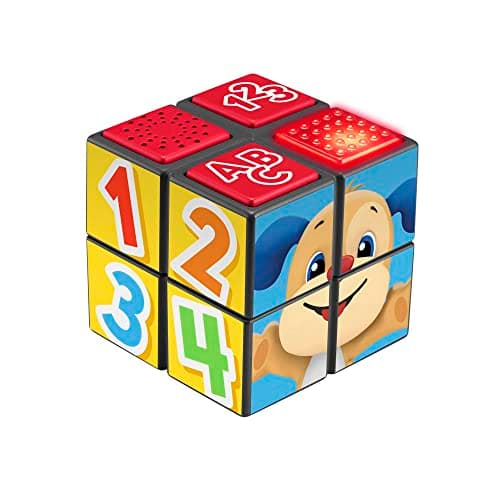 Image of Fisher-Price Baby Learning Toy Laugh & Learn Puppy's Activity Cubewith Lights & Music for Ages 9+ Months, UK English Version, HNH08