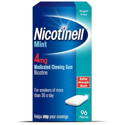 Image of Nicotinell Mint Gum 4mg (96 Pieces), Stop Smoking Aid, Sugar Free Nicotine Gum, Mint Flavour, 4mg Extra Strength for Heavy Smokers, Quit Smoking Aid
