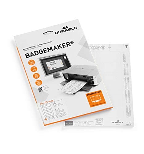 Image of Durable BADGEMAKER Inserts 40 x 75mm - Pack of 240 Inserts - Printable Name Badge Inserts - Create Professional Badges In Minutes