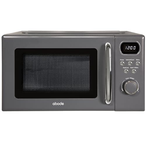 Image of Abode Retro Microwave 20 Litre Grey Digital 800W, Mirror Finish, 8 Auto Cook Settings & Defrost, 5 Power Levels AMD2004G