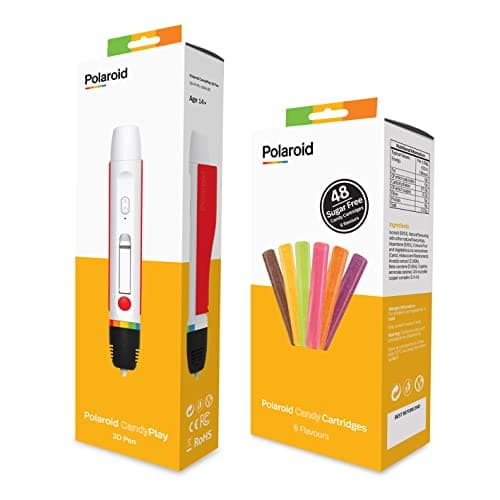Image of Value Pack Polaroid 3D Pen Candy Play Printer Pen & Polaroid Cartridges Candy 48x Mixed Flavours (8x Strawberry, Orange, Lemon, Apple, Grape, Cola)