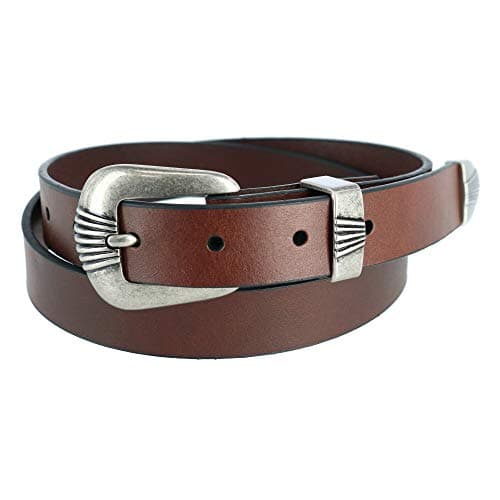 Image of Wrangler Women's 3 Piece Belt with Veg Tanned Leather, Medium, Brown