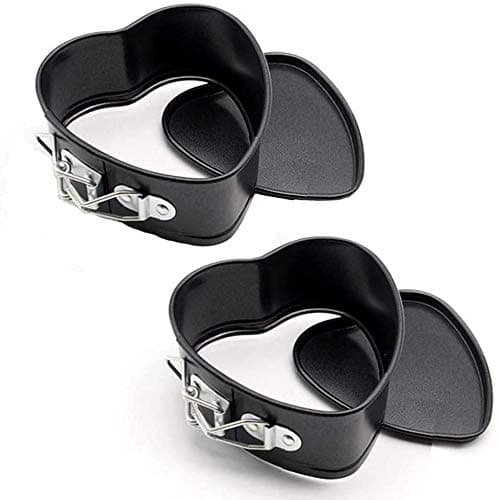 Image of webake Small Heart Shaped Cake Tins 2 Pcs 4 Inch 11 cm Springform Cake Tin with Loose Bottom Mini Cheesecakes Tins Baking Pan Non-Stick Baking Mould for Cheesecake, Sponge