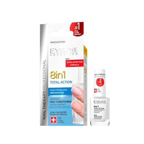 Image of Eveline Cosmetics 8in1 Total Action Concentrated Hardening and Strengthening Nail Conditioner, 12 ml (Packaging may vary)
