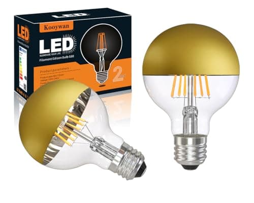 Image of KOOYWAN E27 Copper Gold Crown Light Bulb-Dimmable 6W G80 Decorative Classic LED Edison Bulb Mirror Tipped Reflected Light 2700K Warm White