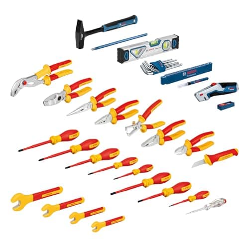 Image of Bosch Professional 37-Piece Mixed Hand Tool Set (incl. 21 VDE Hand Tools & 16 Additional Hand Tools, Practical and Ergonomic, in L-BOXX)