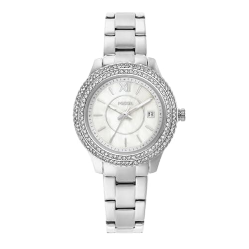 Image of Fossil Watch for Women Stella, Three Hand Date Movement, 30 mm Silver Stainless Steel Case with a Stainless Steel Strap, ES5137