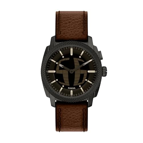 Image of Fossil Machine Watch for Men, 41mm Ana-Digi Bigtic Movement with Stainless Steel or Leather Strap,Obsidian Black