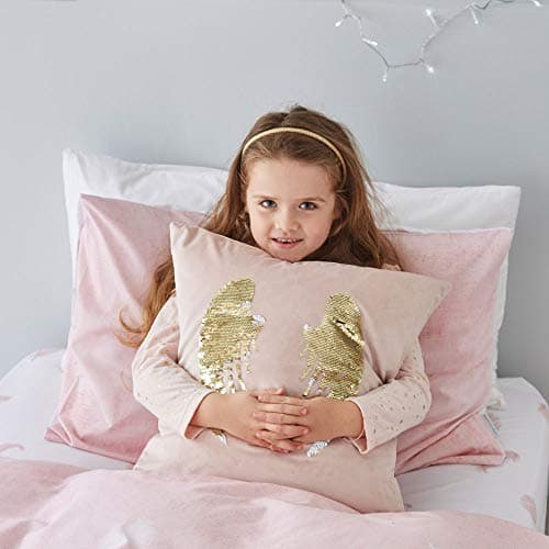 Image of Catherine Lansfield Angel Sequin Wings 43X43Cm Cushion Cover Blush