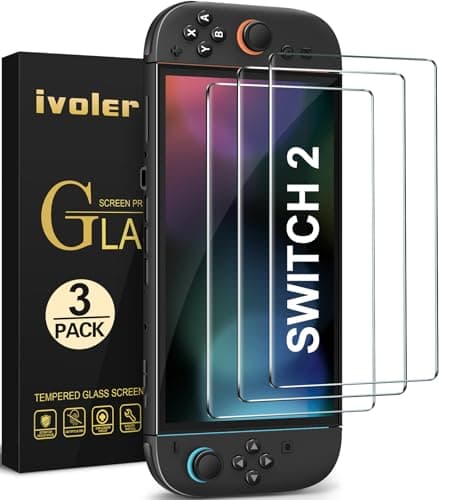 Image of ivoler Pack of 3 Tempered Glass for Nintendo Switch 2 Model 2025, Screen Protector Film for Nintendo Switch, Anti-Scratch, Bubble-Free, HD Clear