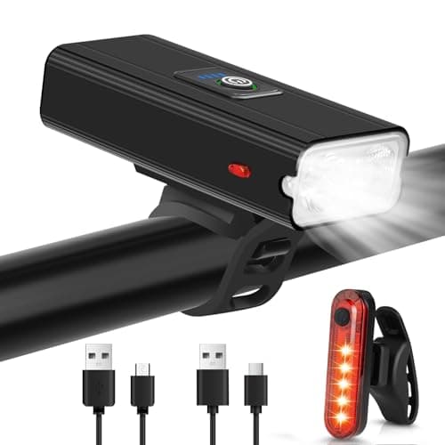 Image of Ainiv Bike Lights Front and Back, Super Bright 6 Light Modes Bicycle Lights Front LED Torch, Type-C Rechargeable Bike Lights, Waterproof Bicycle Headlight for Road Bike MTB Cycling Fishing Night Work