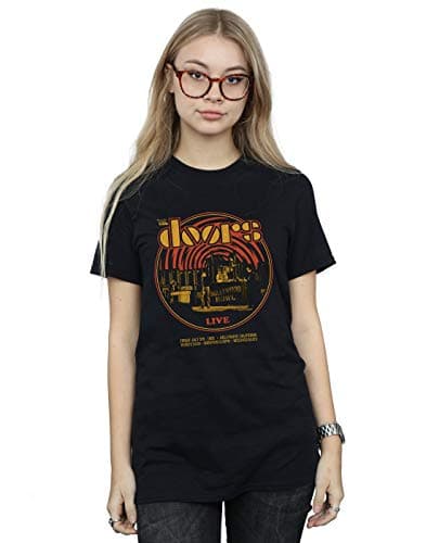 Image of Absolute Cult The Doors Women's Live 68 Retro Circle Boyfriend Fit T-Shirt Black Small