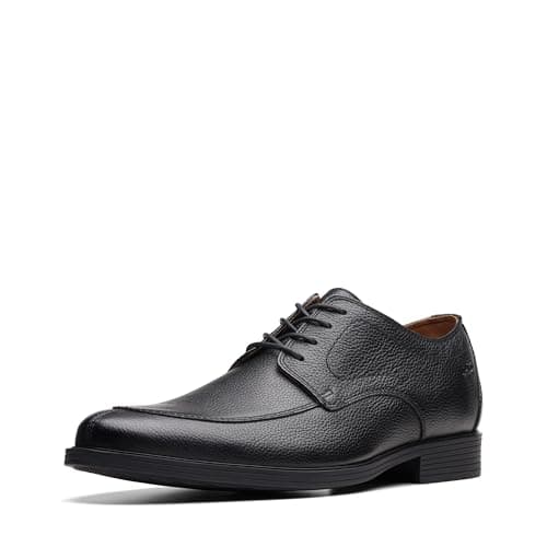 Image of Clarks Men's Whiddon Apron Oxford Shoes, Black Tumbled Leather, 7