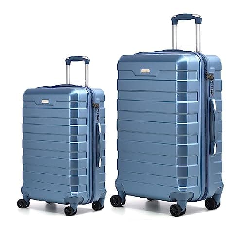 Image of RMW Luggage Set 20 Inch + 24 Inch Hard Shell Suitcases, Lightweight PC Travel Trolley Cases with TSA Lock, 4 Spinner Wheels, Large Capacity Durable Scratch-Resistant (Ice Blue, CABIN 20" + MEDIUM 24")