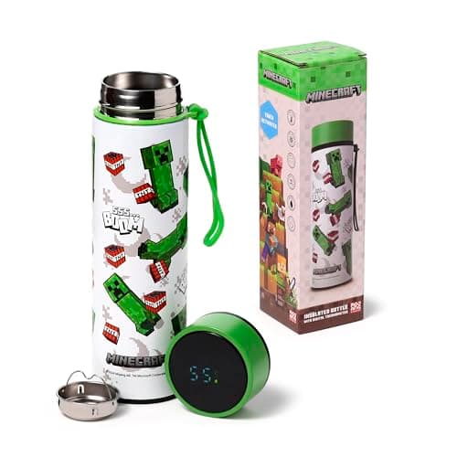 Image of Puckator Feline Fine Cats Hot & Cold Flip Top Drinks Bottle 500ml - Stainless Steel Metal Insulated Water Bottles Flask for Kids Girls Adults Mens Boys Drink Hot and Cold Water Bottle