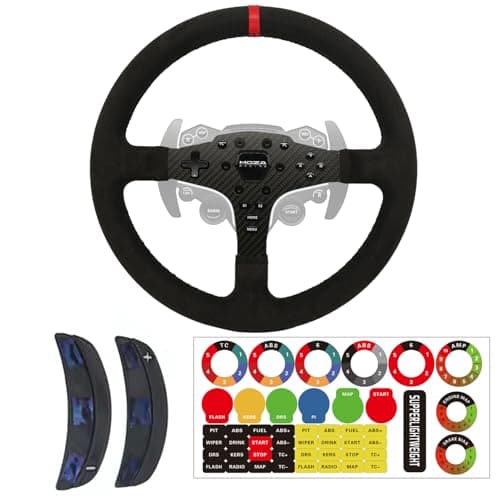 Image of Replace 13 inch Original Carbon Fiber Leather Wheel MOD F1 GT3 GT4 For MOZA ES/ESX Lite Steering Wheel; Sim Racing Hub on R3/R5/R9/R12 Direct Drive Base (13 Inch Leather)