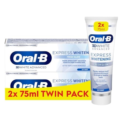 Image of Oral-B 3D White Advanced Express Whitening Toothpaste Fresh Glow 2 x 75ml Twin Pack