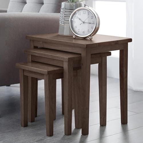 Image of Julian Bowen Cleo Nest of Tables Set of 3, Nesting Oak Side Table for Living Room, Stacking End Table for Small Spaces, 46 x 48 x 33 cm - Walnut Effect