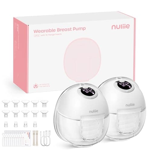 Image of Nuliie Electric Breast Pump Hands-Free S32, Wearable Portable Breast Pumps 4 Modes 9 Levels, 24MM Comfortable Flange, More Private, Replaced Accessories Included (2 Pack, White)