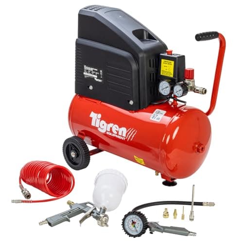 Image of TIGREN Air Compressor Oil-Free Direct Drive with 7 Piece Kit, 230V 24L 2hp 1.5kW 116psi 8CFM