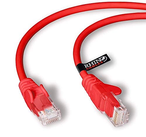 Image of rhinocables CAT 6 High-Speed Gigabit Ethernet Cable - Patch Network Lead for LAN| Snagless UTP With LSZH Jacket | RJ45 Connector - Internet, Router, Modem, Smart TV, PC & More (2m, Red, Pack of 1)