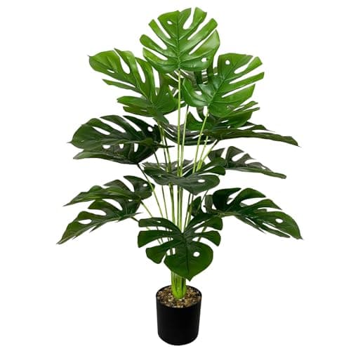 Image of AIVORIUY Artificial Plants in Pots Large Fake Tree Floor Faux Tropical Plants Decorative Greenry House Potted Tall for Home Office Living Room Decor Indoor Garden Outdoor (75cm Large Monstera Palm)