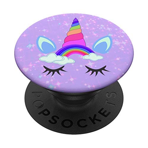 Image of Cellphone Button Pop Up Holder Purple Rainbow Unicorn Dreams PopSockets Grip and Stand for Phones and Tablets