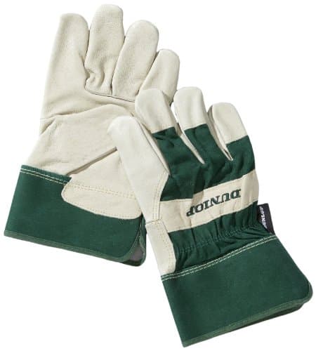 Image of Dunlop 360128 Professional Work Gloves Size L Leather and Cotton green/ beige Cat 2 Certified EN 388/ 2112