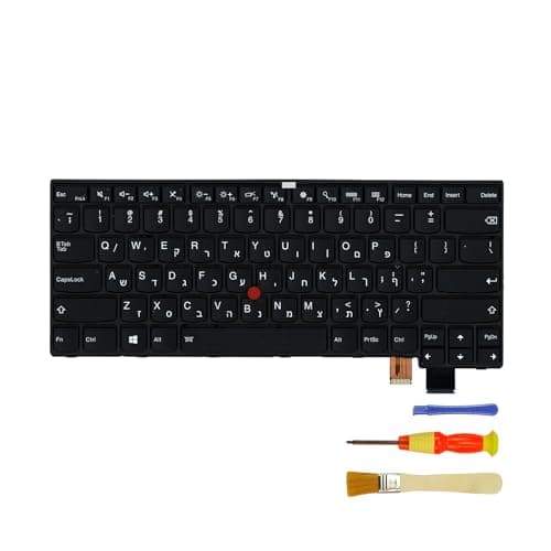 Image of Hebrew Layout Replacement Keyboard with Backlight,Trackpoint,Installation Tools for Lenovo Thinkpad T460s T470s