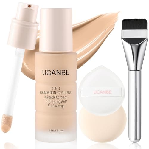 Image of UCANBE 2-in-1 Liquid Foundation & Concealer, Full Coverage Foundation Makeup Set for Combination & Oily Skin, Hydrating Formula with Hyaluronic Acid, Vitamin C (06 Warm Honey)
