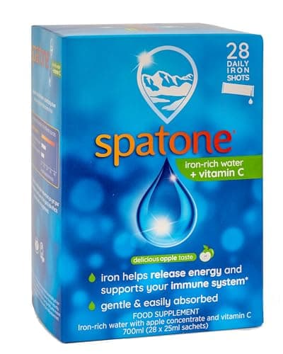 Image of Spatone Natural Iron Supplement + Vitamin C (28 Sachets), Daily Convenient Liquid Iron Sachets, Nothing Artificial, Better Absorption than Tablets, Less Side Effects, Apple Flavour