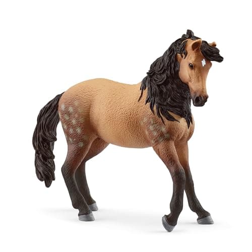 Image of SCHLEICH Horse Club - 5” Andalusian Mare Figurine with Spotted Brown Coat - Realistic Horse Toy with Long Black Mane - Collectible Equestrian Toy for Dressage and Imaginative Play - Kids 5+ | 14894