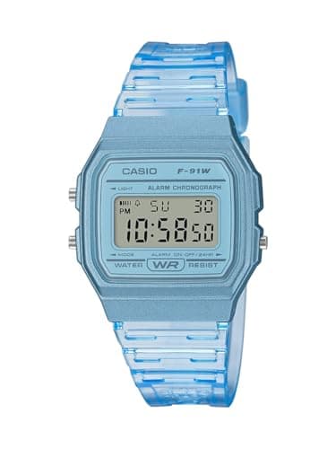 Image of Casio F91W-1 Classic Resin Strap Digital Sport Watch, Clear Blue, Quartz Watch