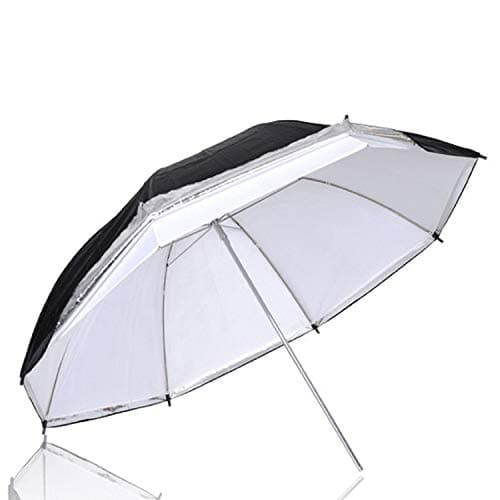 Image of Photo Studio 33in 84cm Reflective Soft Detached Umbrella with Removable Black and Silver Outer Layer, Professional Photography Umbrella for Video Studio Photo Shooting