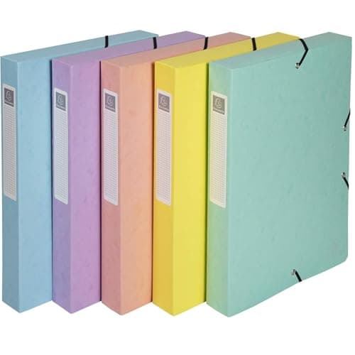 Image of Exacompta - Ref 59560E - Aquarel Collection - Elasticated Filing Boxes - 240 x 320mm in Size, 40mm Spine, Holds Approx. 400 Sheets - Assorted Pastel Colours (1 item)
