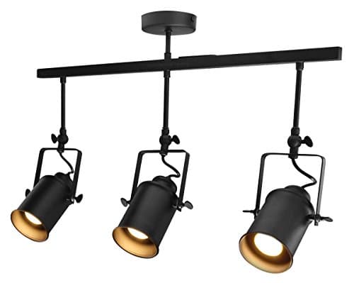 Image of Industrial Retro GU10 Ceiling Spotlight Bar 3 Lamp Black Metal Adjustable Track Light Fitting M0054