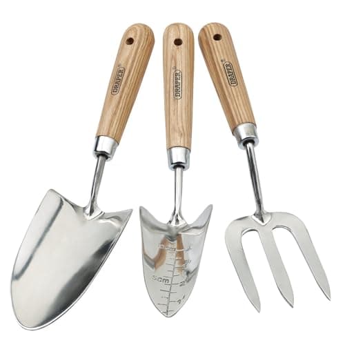 Image of Draper Expert Stainless Steel Hand Fork and Trowels Set (3 Pieces), Brown