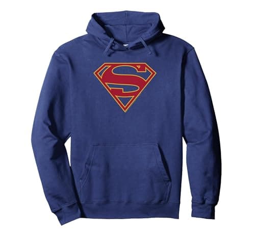 Image of DC Comics Supergirl Shield Logo Pullover Hoodie, Adult Unisex, Navy Blue, X-Large