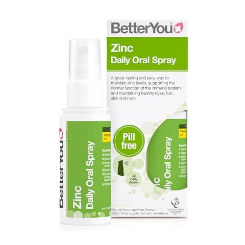 Image of BetterYou Zinc Oral Spray Supplement, Fast Acting Zinc Bisglycinate Chelate Supplement for Immune System Support, 1-Month Supply, Made in the UK, Natural Lemon and Lime Flavour