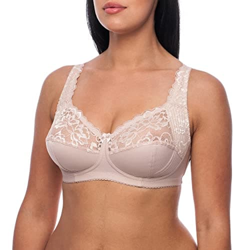 Image of frugue Women's Comfort Non Wired Support Wireless Minimiser Bra Nude UK 38 B
